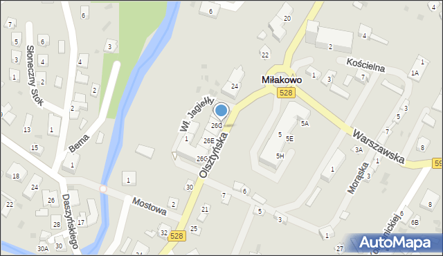 Miłakowo, Olsztyńska, 26H, mapa Miłakowo