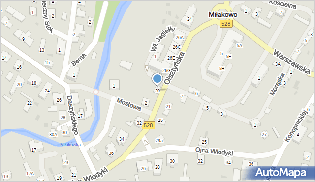 Miłakowo, Olsztyńska, 30, mapa Miłakowo