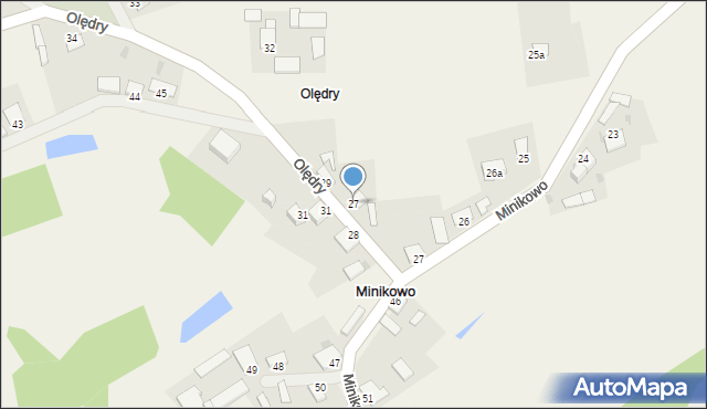 Minikowo, Olędry, 27, mapa Minikowo