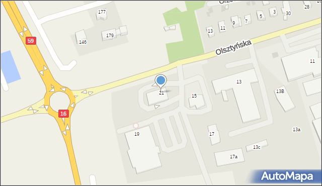 Mrągowo, Olsztyńska, 21, mapa Mrągowo