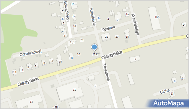 Mrągowo, Olsztyńska, 22A, mapa Mrągowo