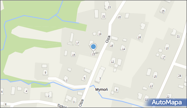 Mymoń, Olza, 13, mapa Mymoń