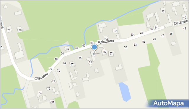 Niedziałka Druga, Olszowa, 61, mapa Niedziałka Druga