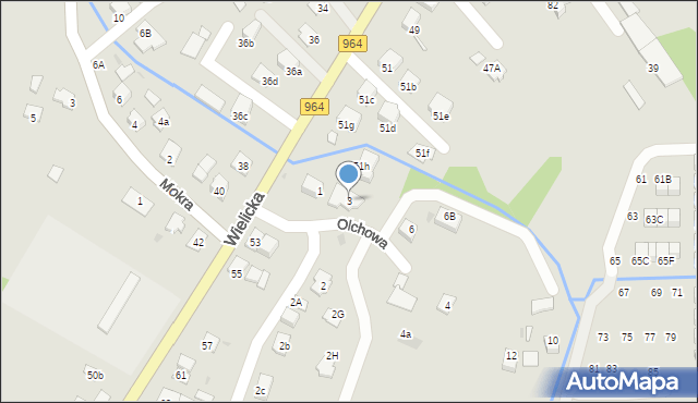 Niepołomice, Olchowa, 3, mapa Niepołomice