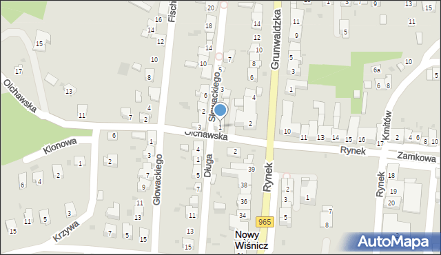 Nowy Wiśnicz, Olchawska, 1, mapa Nowy Wiśnicz