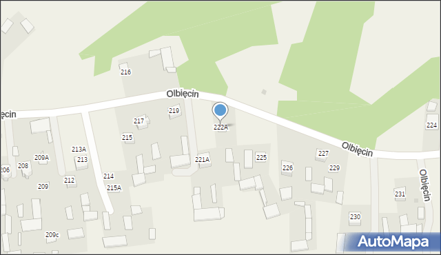 Olbięcin, Olbięcin, 222A, mapa Olbięcin