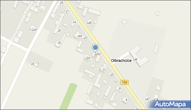 Olbrachcice, Olbrachcice, 12, mapa Olbrachcice