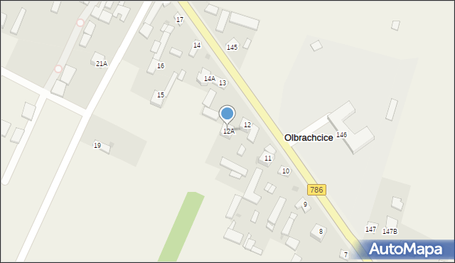 Olbrachcice, Olbrachcice, 12A, mapa Olbrachcice