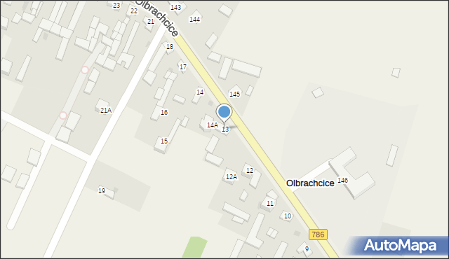 Olbrachcice, Olbrachcice, 13, mapa Olbrachcice