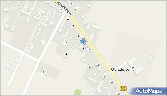 Olbrachcice, Olbrachcice, 14A, mapa Olbrachcice