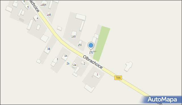 Olbrachcice, Olbrachcice, 151, mapa Olbrachcice
