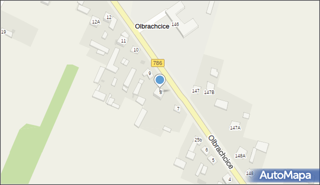 Olbrachcice, Olbrachcice, 8, mapa Olbrachcice