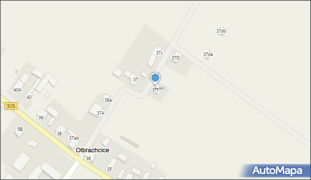 Olbrachcice, Olbrachcice, 37f, mapa Olbrachcice