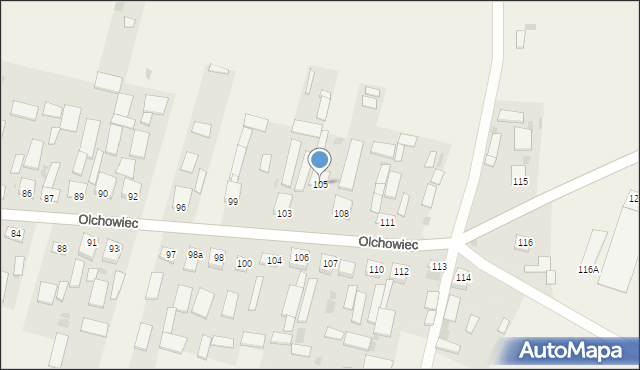 Olchowiec, Olchowiec, 105, mapa Olchowiec