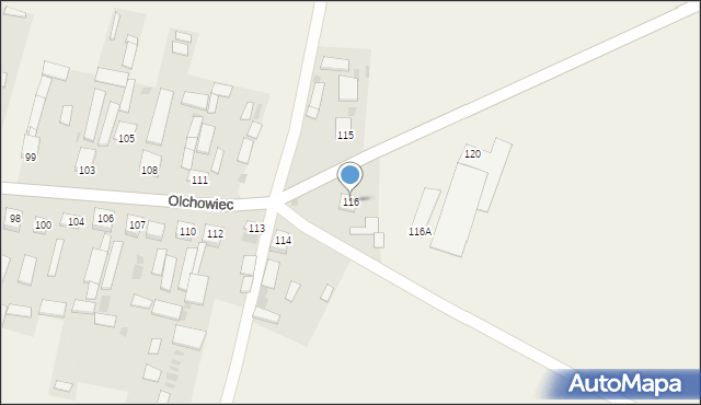 Olchowiec, Olchowiec, 116, mapa Olchowiec