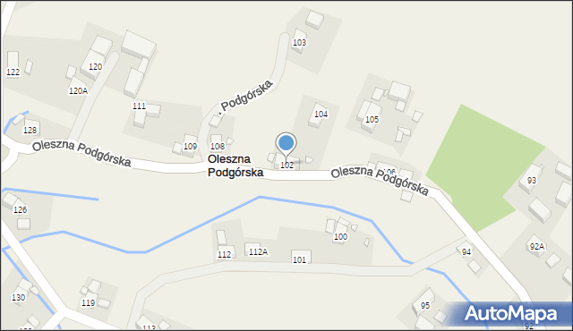 Oleszna Podgórska, Oleszna Podgórska, 102, mapa Oleszna Podgórska