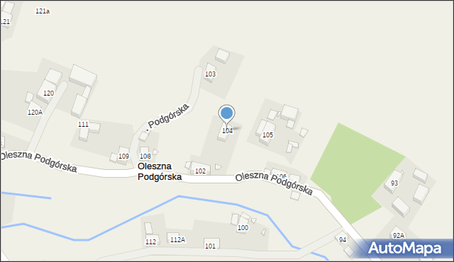 Oleszna Podgórska, Oleszna Podgórska, 104, mapa Oleszna Podgórska