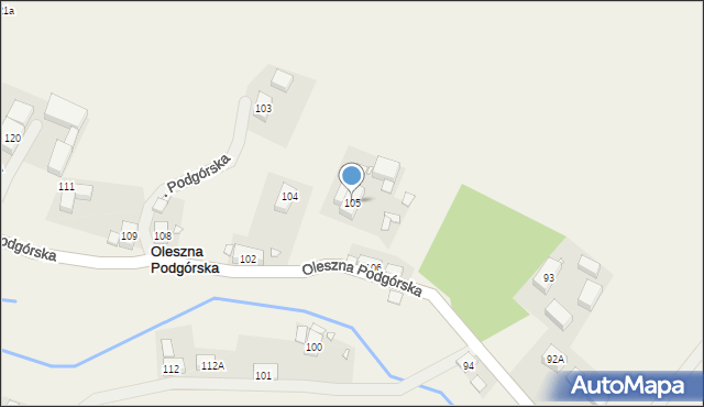 Oleszna Podgórska, Oleszna Podgórska, 105, mapa Oleszna Podgórska