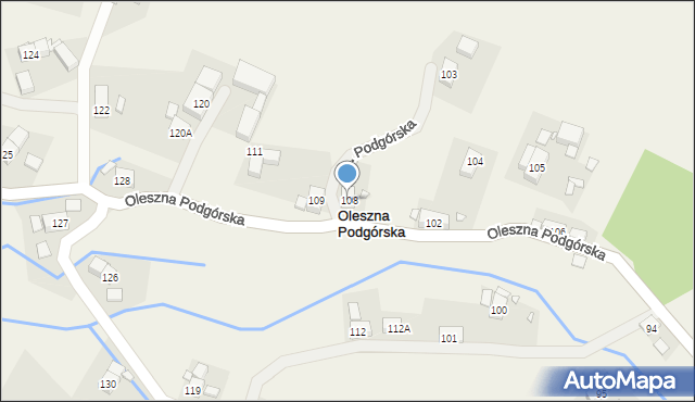 Oleszna Podgórska, Oleszna Podgórska, 108, mapa Oleszna Podgórska