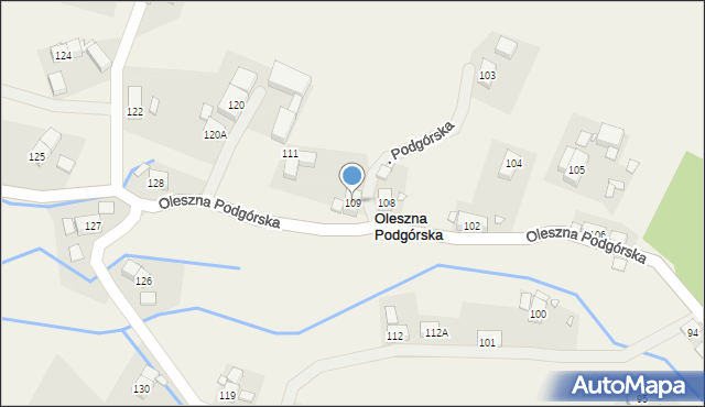 Oleszna Podgórska, Oleszna Podgórska, 109, mapa Oleszna Podgórska