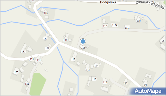 Oleszna Podgórska, Oleszna Podgórska, 113, mapa Oleszna Podgórska