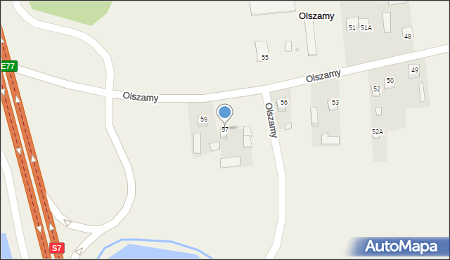 Olszamy, Olszamy, 57, mapa Olszamy