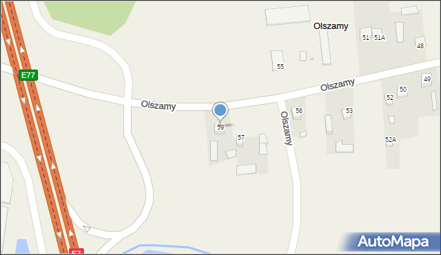 Olszamy, Olszamy, 59, mapa Olszamy