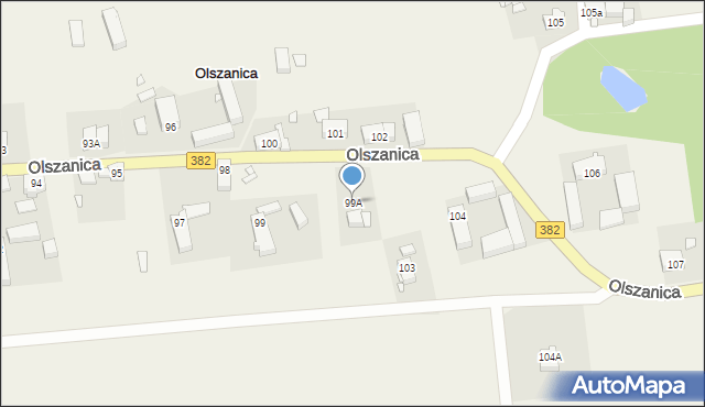 Olszanica, Olszanica, 99A, mapa Olszanica