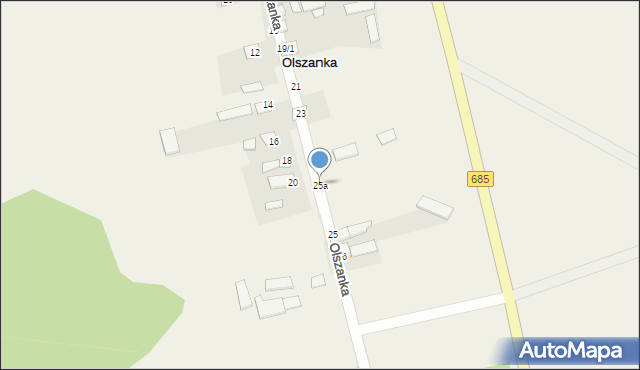 Olszanka, Olszanka, 25a, mapa Olszanka