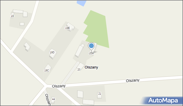 Olszany, Olszany, 20A, mapa Olszany