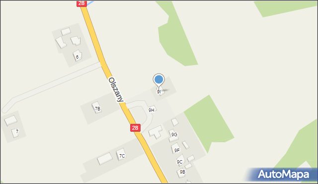 Olszany, Olszany, 9I, mapa Olszany