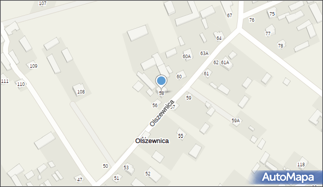 Olszewnica, Olszewnica, 58, mapa Olszewnica