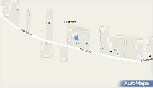 Olszowa, Olszowa, 9, mapa Olszowa