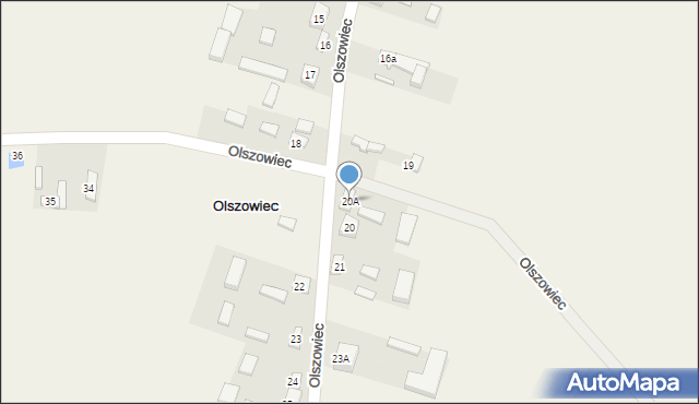 Olszowiec, Olszowiec, 20A, mapa Olszowiec