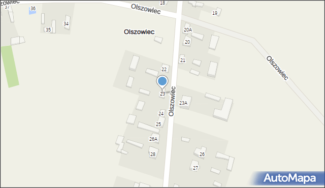 Olszowiec, Olszowiec, 23, mapa Olszowiec