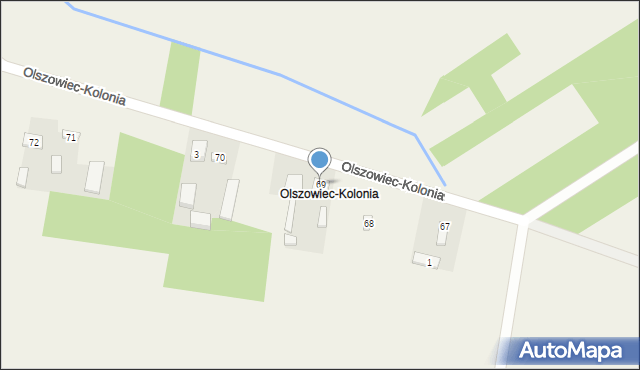 Olszowiec, Olszowiec, 69, mapa Olszowiec