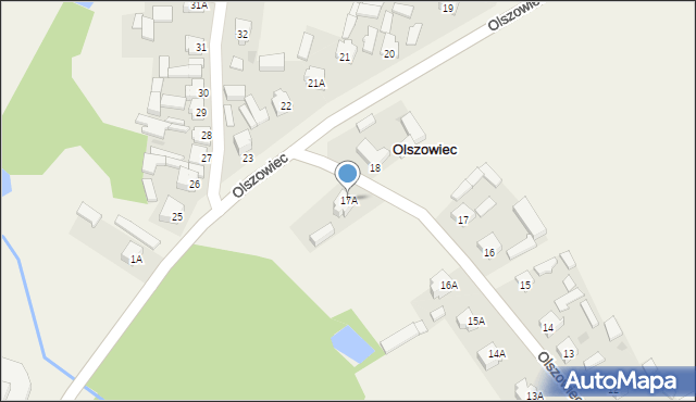 Olszowiec, Olszowiec, 17A, mapa Olszowiec