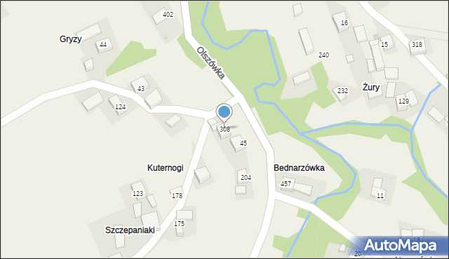 Olszówka, Olszówka, 308, mapa Olszówka