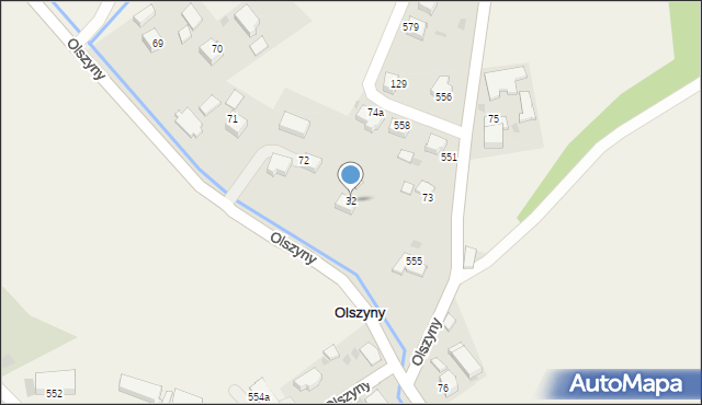 Olszyny, Olszyny, 32, mapa Olszyny