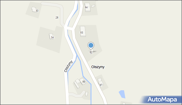 Olszyny, Olszyny, 91, mapa Olszyny