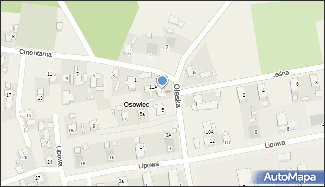 Osowiec, Oleska, 11, mapa Osowiec