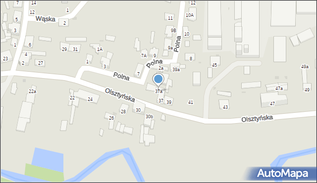 Ostróda, Olsztyńska, 37a, mapa Ostróda