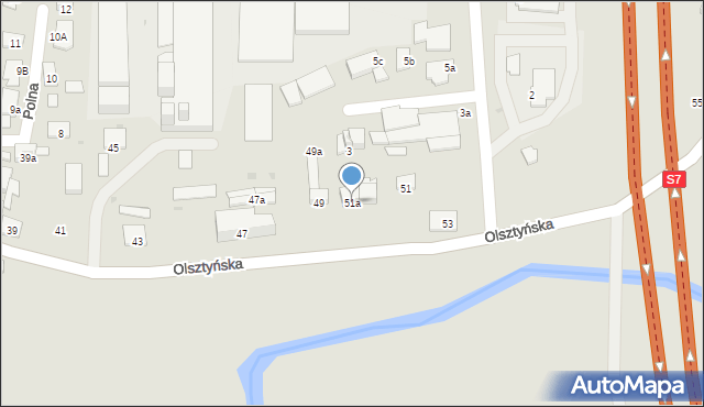 Ostróda, Olsztyńska, 51a, mapa Ostróda