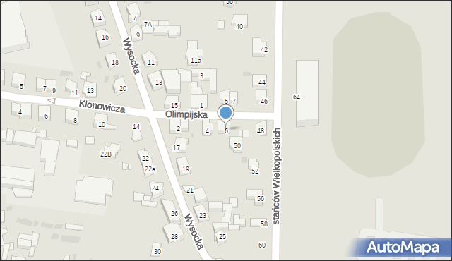 Ostrów Wielkopolski, Olimpijska, 6, mapa Ostrów Wielkopolski