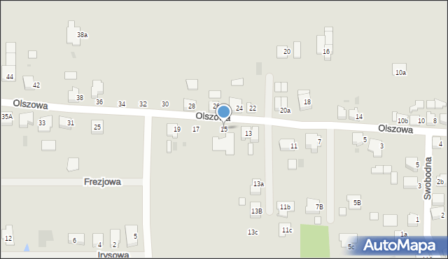 Ostrów Wielkopolski, Olszowa, 15, mapa Ostrów Wielkopolski