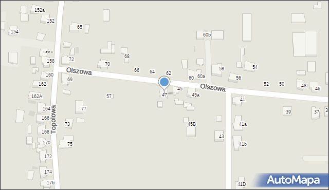 Ostrów Wielkopolski, Olszowa, 47, mapa Ostrów Wielkopolski