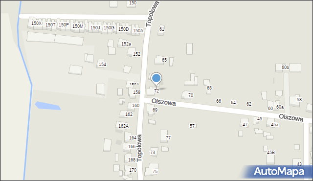 Ostrów Wielkopolski, Olszowa, 72, mapa Ostrów Wielkopolski