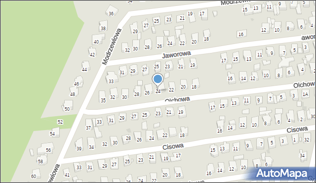 Ostrowiec Świętokrzyski, Olchowa, 24, mapa Ostrowiec Świętokrzyski