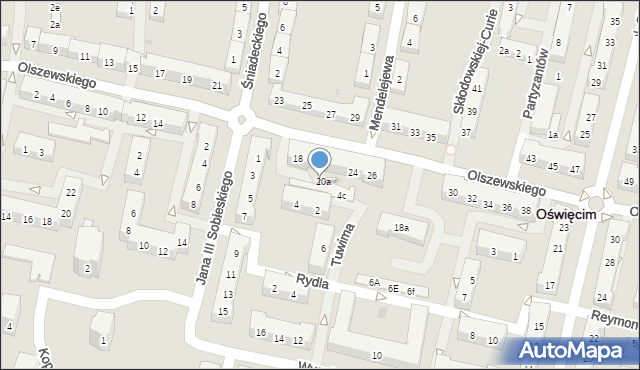Oświęcim, Olszewskiego Karola, 20b, mapa Oświęcimia
