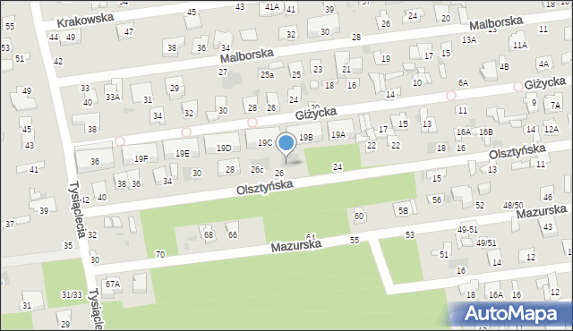 Otwock, Olsztyńska, 26a, mapa Otwock